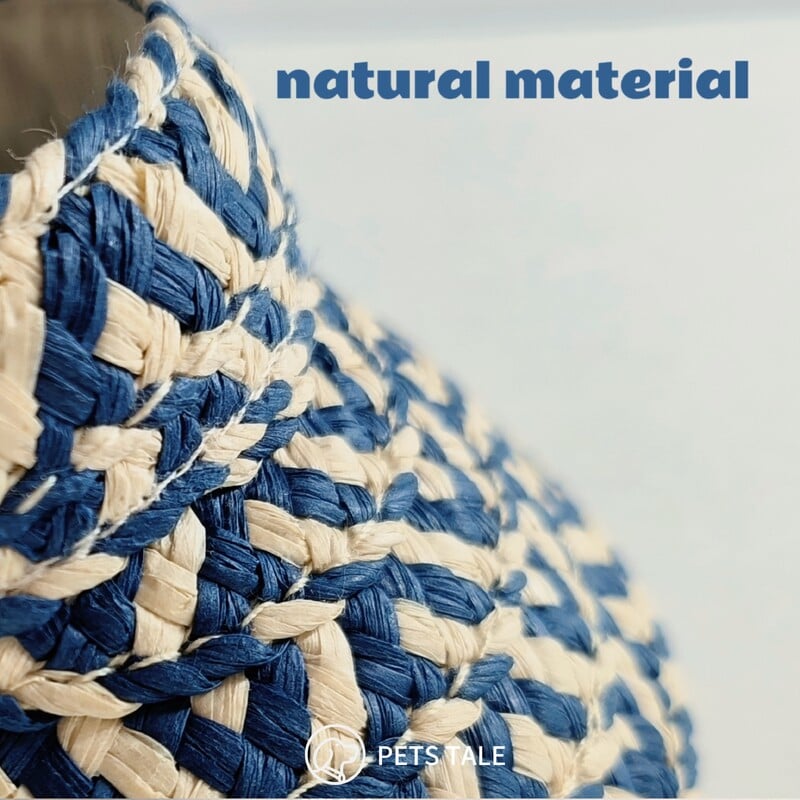 Pets Tale Letný klobúk so slameným šiltom pre psov - priedušný a pohodlný slnečný klobúk s nastaviteľným popruhom