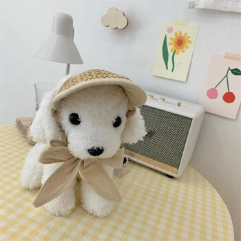 Ins Cat Pet Dog Hat Small Dog Teddy Bear Sunscreen Sun Hat Pastoral Style Decoration Photo Dog Costume Шапка за котка куче рожден ден