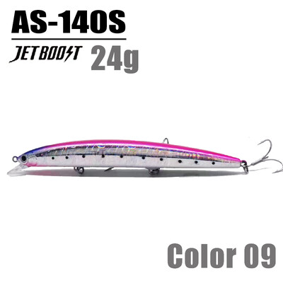 CASTFANATIC 24g 140mm Lassan süllyedő Minnow Jerkbait Lure AS140S Big Artificial Bait Sósvízi Tengeri sügér csuka horgászat Ingyenes kiszállítás