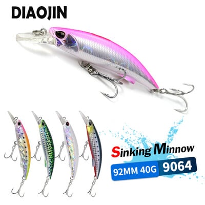 Masalas Žvejybai 92mm 40g Japonija Sunkiasvoris Minnow Žvejybos masalas Vobleris Karpis Giliavandeniai jerkbait Fisher Hard Masalas Minnow Pesca