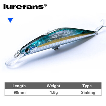 Lurefans Bait Fish 11.5g 90 mm Потъващи магнитни усилващи примамки Воблери Feeder Pike Lure Crankbait за риболов Най-новата примамка за риба 2021