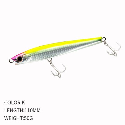 Karsts 50g/110mm grimstošs zīmulis makšķerēšanas māneklis Whopper svari cietās ēsmas augšdaļa ūdens mākslīgie mānekļi makšķerēšanas piederumi