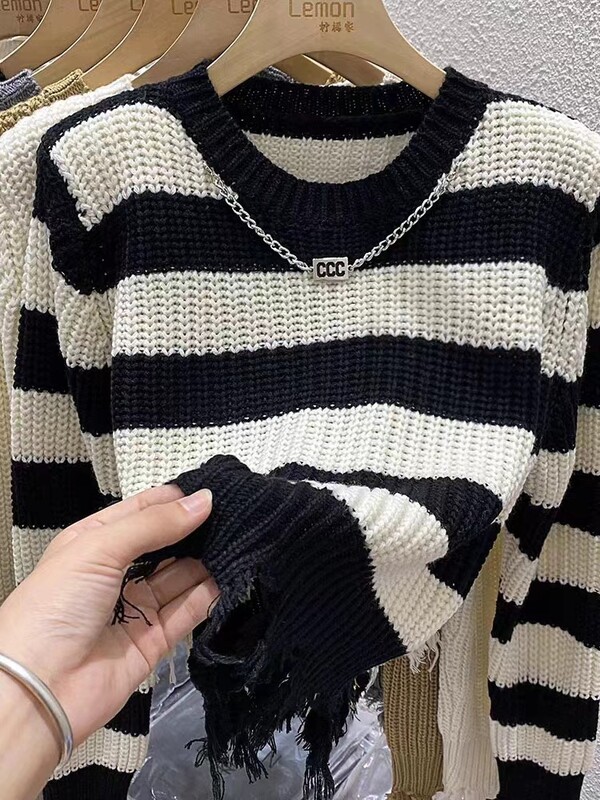 Laza, laza koreai stílusú pulóver őszi tél új, egyszínű, kerek nyakú, hosszú ujjú, kötött női pulóver