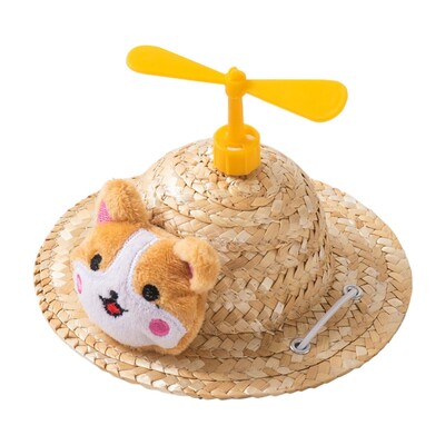 Ar rokām austa salmu cepure, suņu cepure, ballītes kleita, regulējama zoda siksna, jauka galvassega