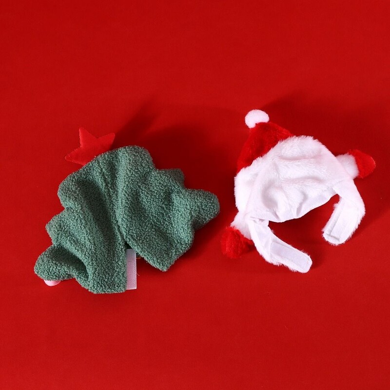 Dekoratyvinė minkšta šunų kalėdinė kepurė Patogi pliušinė kačių Kalėdų kepurė Reguliuojama šuniuko Kalėdų kepuraitės Cosplay vakarėlis