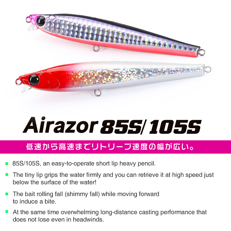 TSURINOYA Süllyedőceruza AIRAZOR 85S 105S Ultra Long Casting horgászcsali 85mm 20g 105mm 30g Sósvízi Catlassfis csali
