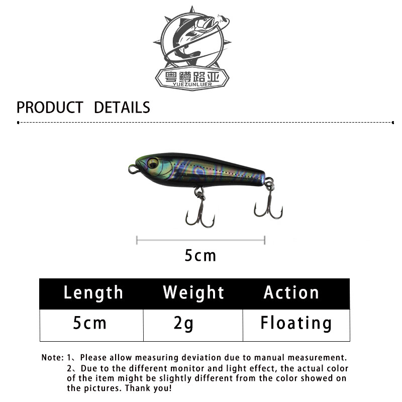 1 ks plávajúca mini ceruzka 50 mm 2 g povrchová rybárska návnada voblery z umelého plastu tvrdá návnada na ostrieže, šťuky, pstruhy, ostrieže