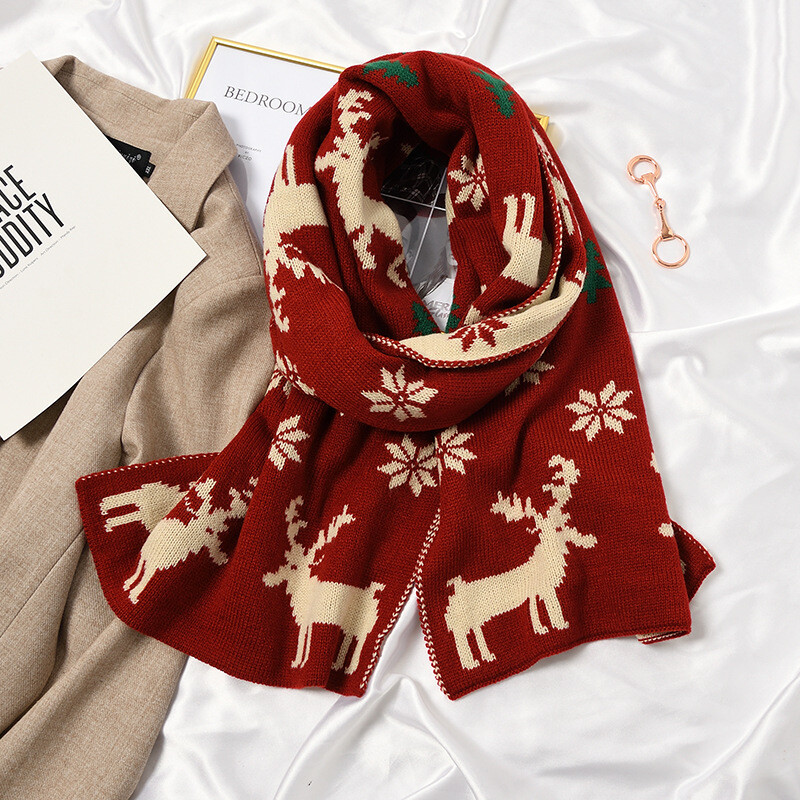 Ziemassvētku aļņa šalle sievietēm ziemas korejiešu versija, universāla studentu rudens un ziemas trikotāžas vilnas šalle ar garām piedurknēm, roku darbs