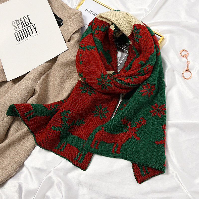 Ziemassvētku aļņa šalle sievietēm ziemas korejiešu versija, universāla studentu rudens un ziemas trikotāžas vilnas šalle ar garām piedurknēm, roku darbs