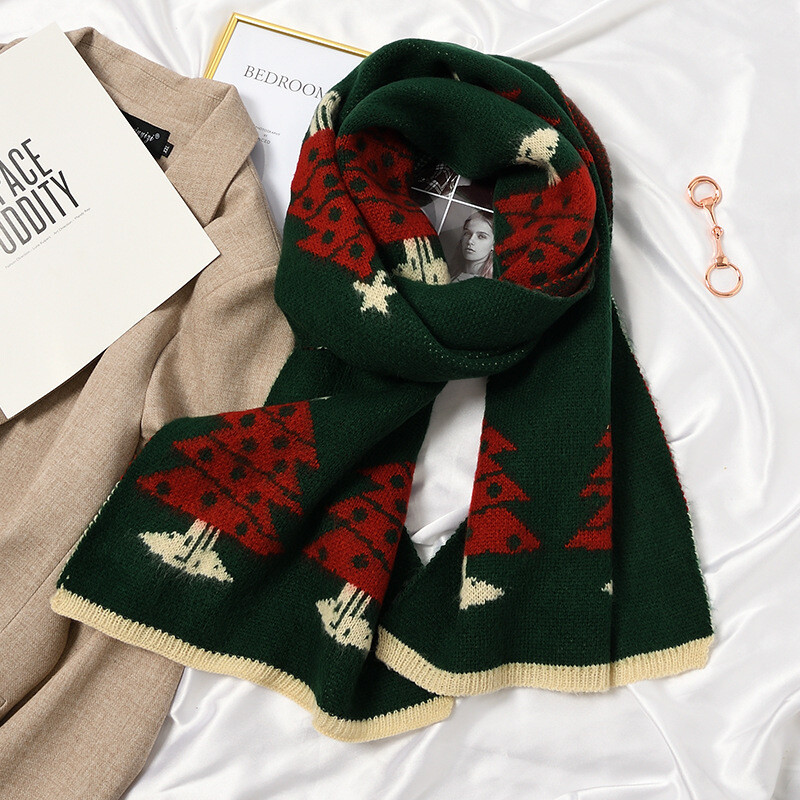 Ziemassvētku aļņa šalle sievietēm ziemas korejiešu versija, universāla studentu rudens un ziemas trikotāžas vilnas šalle ar garām piedurknēm, roku darbs