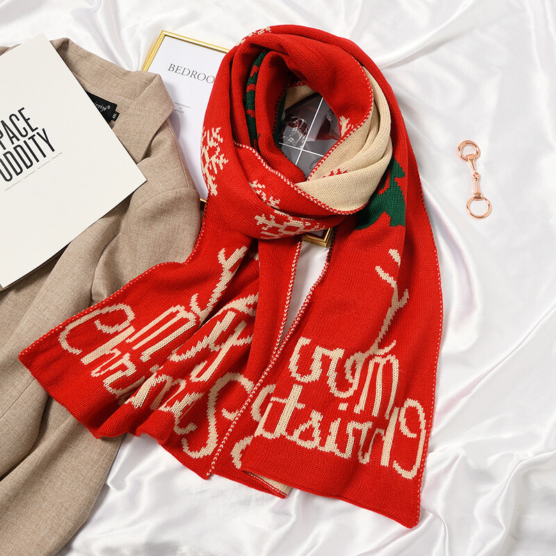Ziemassvētku aļņa šalle sievietēm ziemas korejiešu versija, universāla studentu rudens un ziemas trikotāžas vilnas šalle ar garām piedurknēm, roku darbs