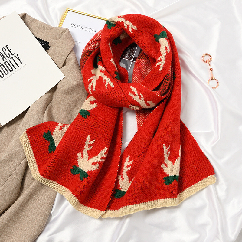 Ziemassvētku aļņa šalle sievietēm ziemas korejiešu versija, universāla studentu rudens un ziemas trikotāžas vilnas šalle ar garām piedurknēm, roku darbs