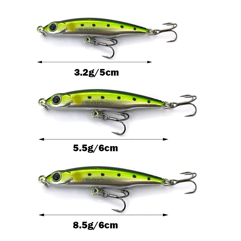 OUTKIT mini skęstantis pieštukas 3,2 g žvejybos masalo vobleriai „Crankbait Hard Bait Hardbait“ dirbtinio masalo vobleris, skirtas „Jigging“ žvejybai