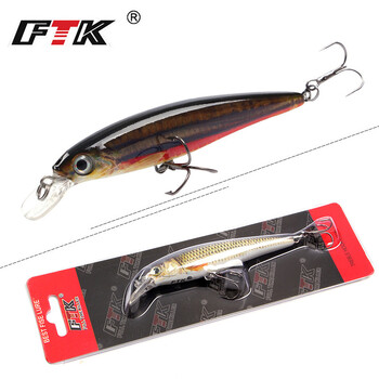 FTK 12g 10cm Floating MINNOW Fishing Lure 3D Eye Hard Artificial Bait Wobblers for Pike Crankbait Twitching Fishing Accessories