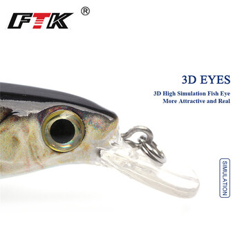 FTK 12g 10cm Floating MINNOW Fishing Lure 3D Eye Hard Artificial Bait Wobblers for Pike Crankbait Twitching Fishing Accessories