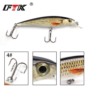 FTK 12g 10cm Floating MINNOW Fishing Lure 3D Eye Hard Artificial Bait Wobblers for Pike Crankbait Twitching Fishing Accessories