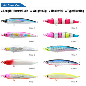 TSURINOYA Floating Pencil Fishing Lure Top Water 160mm 60g Isca Artificial Hard Bait Stick Bait Εξοπλισμός ψαρέματος με συρτή αλμυρού νερού