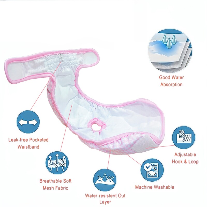 Scutece pentru animale de companie, pentru femeie, lavabilă, reutilizabilă, pantaloni scurți, chiloți, lenjerie de corp drăguț pentru câini, pentru pantaloni de pipi pentru câini de rase mici