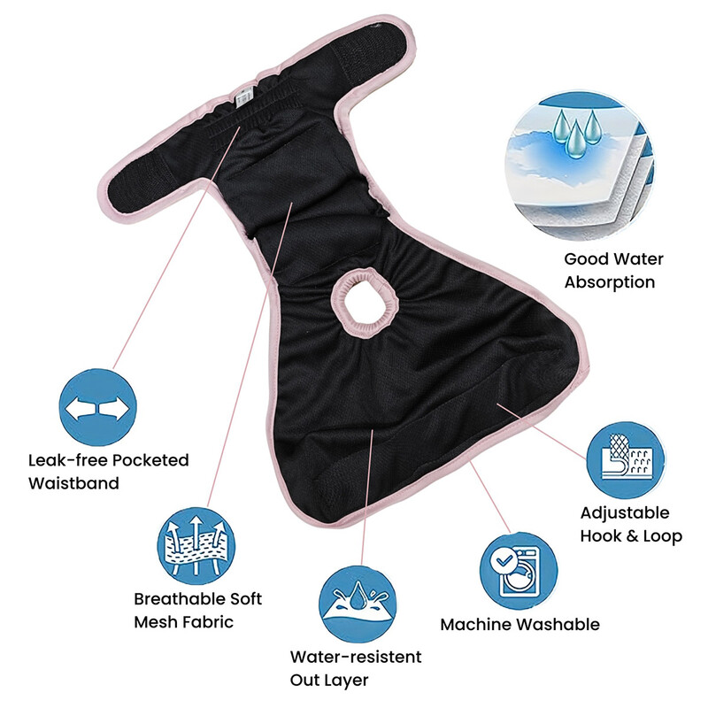 Scutece pentru animale de companie, pentru femeie, lavabilă, reutilizabilă, pantaloni scurți, chiloți, lenjerie de corp drăguț pentru câini, pentru pantaloni de pipi pentru câini de rase mici