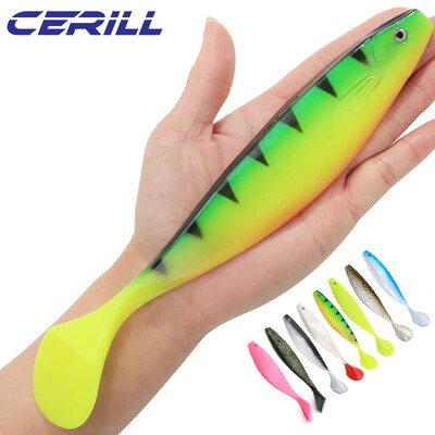 Cerill 1 db 23,5 cm-es szilikon horgászcsali lapátos farok csuka Big Shad Bait Bass Saltwater Jig Wobbler Swimbait mesterséges felszerelés