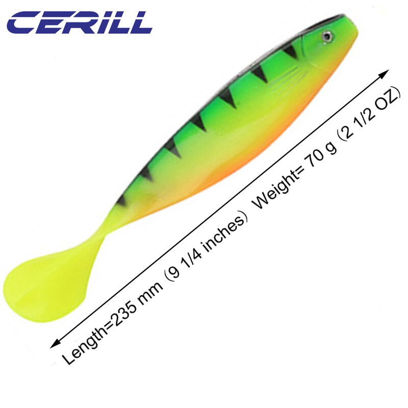 Cerill 1 PC 23,5 cm silikoninis žvejybos masalas irklas uodega lydekai Big Shad masalas ešeris sūraus vandens Jig vobleris Swimbait dirbtiniai reikmenys