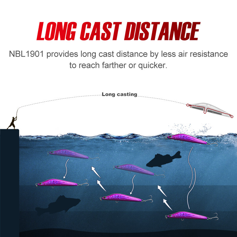 NOEBY horgászcsali, 105 mm-es 40 g-os, hosszú öntésű, süllyedő ceruza műcsalik Trembling Jerkbaits mesterséges kemény csali tengeri horgászcsalihoz