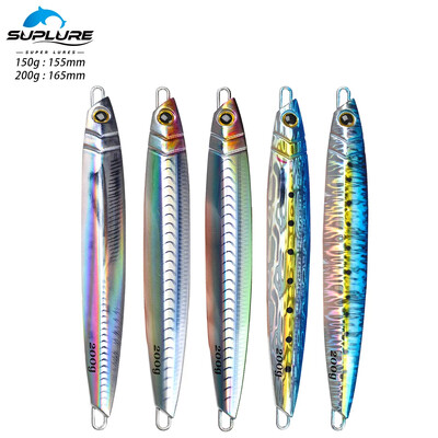 SUPERLURES Jig 150g 200g 3D-printimine Kiiresti vajuv metallist jigipeibutis Laserpaber Soolaveevalu Vertikaalne metallist jigiga kalapüügilant