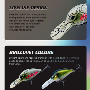 GREENSPIDER 2023 Нови риболовни воблери Crankbait 19g 6cm Изкуствена Crank Bait Bass Fishing Lure щука Плаваща примамка