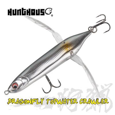 Hunthouse Topwater laumžirgis vikšrinis pieštukas žvejybai Paviršinis plūduriuojantis kietas masalas, 80 mm, 6,5 g, skirtas Bass Fish Tackle