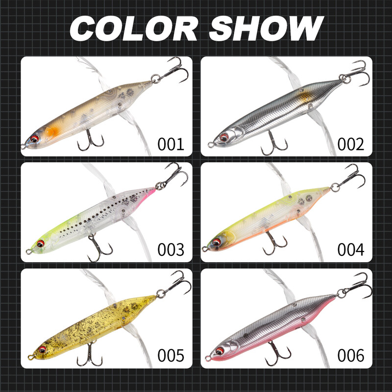 Hunthouse Topwater Dragonfly kāpurķēžu zīmulis makšķerēšanas māneklis, virspusējs peldošs stickbait, cieta ēsma 80 mm, 6,5 g basa zivju piederumiem