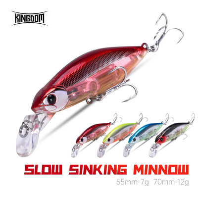 Kingdom Slow Sinking Pencil Noise Minnow Sea Fishing Lures 70mm 12g 55mm 7g Swimbaits Swing Hard Baits Wobblers Fishing Tackle