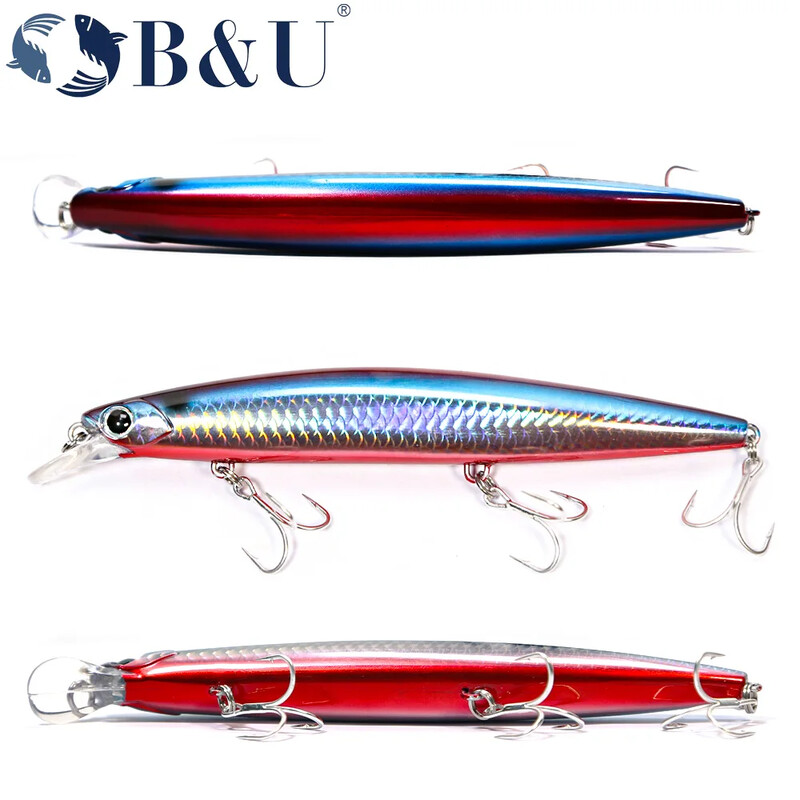 B&U 135mm 27.1g Ultra Long Casting 135S morska tonuća gavčica s utegom za ribolov, mamac za brancina, tvrdi mamac