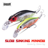 Kingdom Slow Skęstantys pieštukai žvejybos masalai Noise Minnow 70mm 12g 55mm 7g Swimbaits Swing Hard Baits Vobleriai žvejybos reikmenys