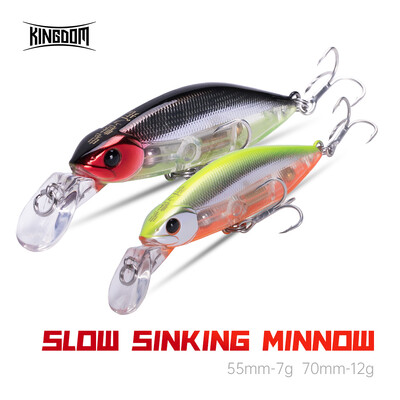 Kingdom Slow Skęstantys pieštukai žvejybos masalai Noise Minnow 70mm 12g 55mm 7g Swimbaits Swing Hard Baits Vobleriai žvejybos reikmenys