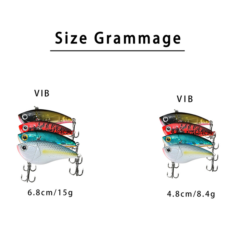 Jauni makšķerēšanas mānekļi 8.4g 15g VIB Vibration Jerkbait Wobbler Swimbaits mākslīgā cietā ēsma līdakas asarim Crankbait ziemai