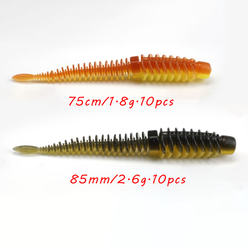 10 vnt. minkštas masalas 75 mm 85 mm žvejybos masalai Worms TPE minkšti masalai, tinkami basų žvejybai Texas Rigs Carolina Rigs Neko Rigs