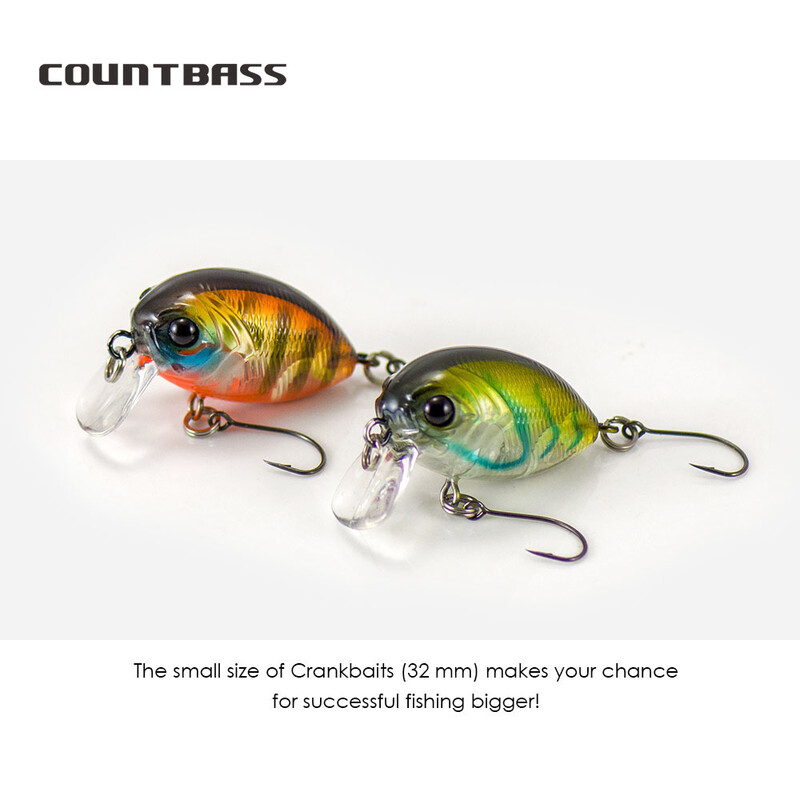 COUNTBASS úszó hajtókaros csali, 32 mm, 3,6 g, búvárkodás, 0,2-0,5 m, műanyag horgász wobbler sügér Leurre horgászcsali