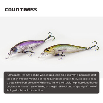 COUNTBASS Minnow 63 мм 5 г (2,48 инча 0,18 унции) бавно потъващ шад риболовен пластмасов воблер Костур Leurre рибарска примамка