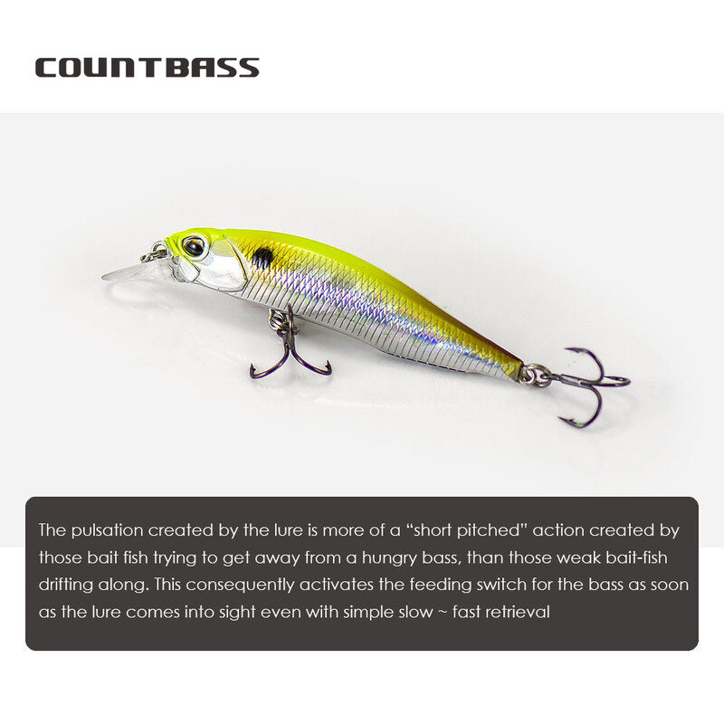COUNTBASS Minnow 63mm 5g (2.48'' 0.18oz) Pomaly potápavá nástraha, plastový wobbler, ostriež, nástraha na rybára