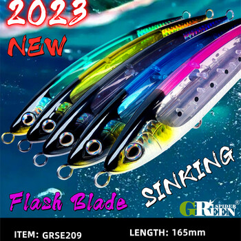 GRS Нова примамка за морски риболов Stickbait Pencil Lure Top Water 165mm 70g GT Fishing Saltwater Stick Artificial Bait Flash Blade