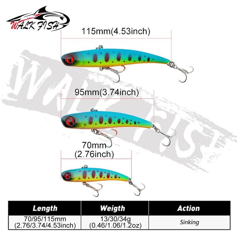 WALK FISH Téli Új 1 DB jégsüllyedő VIB csali horgászcsali 13g 30g 34g mesterséges úszós horgász Rattlin csali japán horog