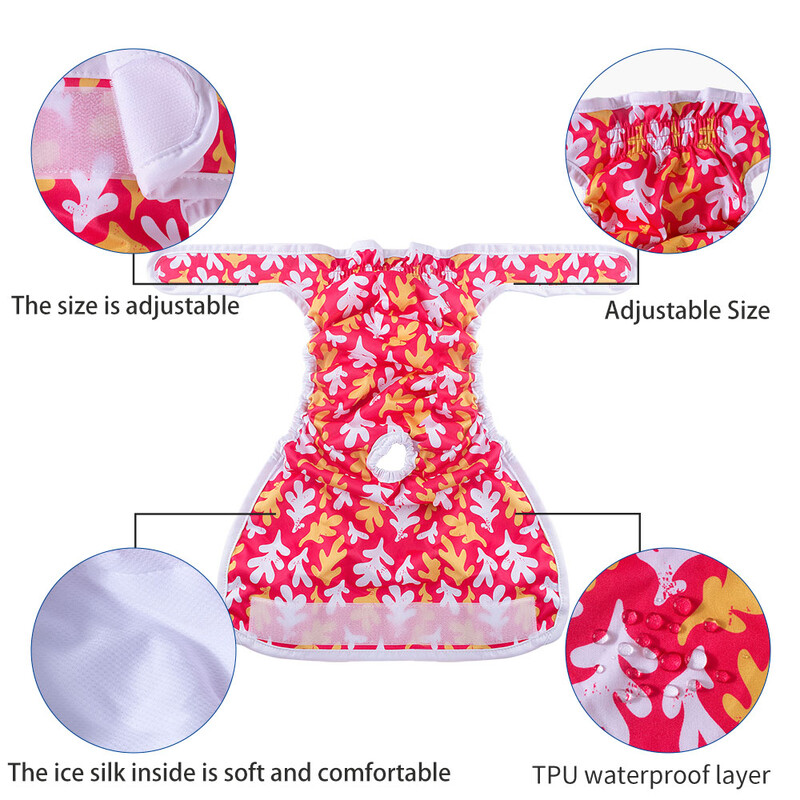 BIAI 1 db újrahasznosítható nőstény kutyapelenka mosható kisállat élettani nadrág vízálló puha jég selyem szövet pelenka nőstény kutyáknak ajándékba