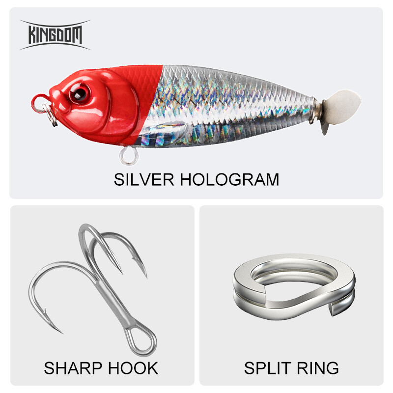 Kingdom Pencil Fishing Bait 55mm 8,8g Forgó úszó wobbler Hard Fishing Jerkbait sügér pisztráng csukához propellerrel