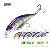 Kingdom grimstošie Minnow vobleri, 45/60 mm 3,6/7 g tālu liešanas makšķerēšanas mānekļi līdakas/foreļu/basu makšķerēšanai, tievs korpuss, ciets jerkbaits
