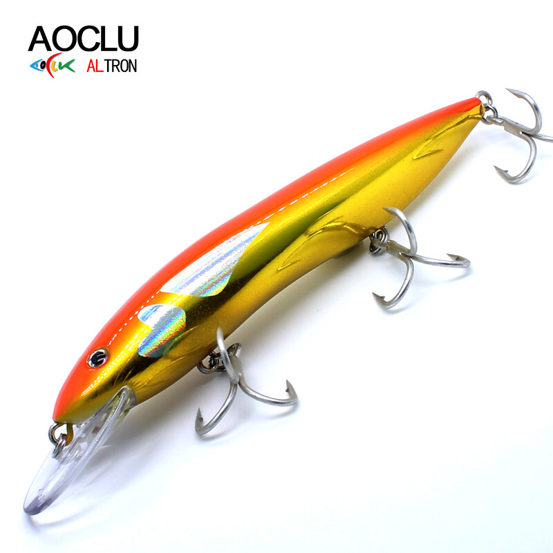 AOCLU – kietas jaukas giliavandenei valtimi, plūduriuojantis Minnow, jerkbait barškutis, uolų masalas, 4X treble kabliukai, japoniška kokybė, 150 mm, 35 g, 1 vnt.