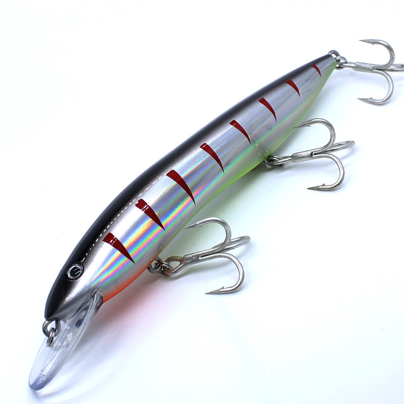 AOCLU – kietas jaukas giliavandenei valtimi, plūduriuojantis Minnow, jerkbait barškutis, uolų masalas, 4X treble kabliukai, japoniška kokybė, 150 mm, 35 g, 1 vnt.