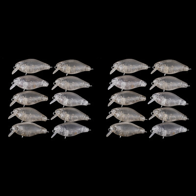 Chan'sHuang 20 KOM. Neobojane praznine Prozirni mamci 45 mm 3,4 g Plutajuće zvečke Mini Crankbait DIY ručno rađeni ribolovni mamac