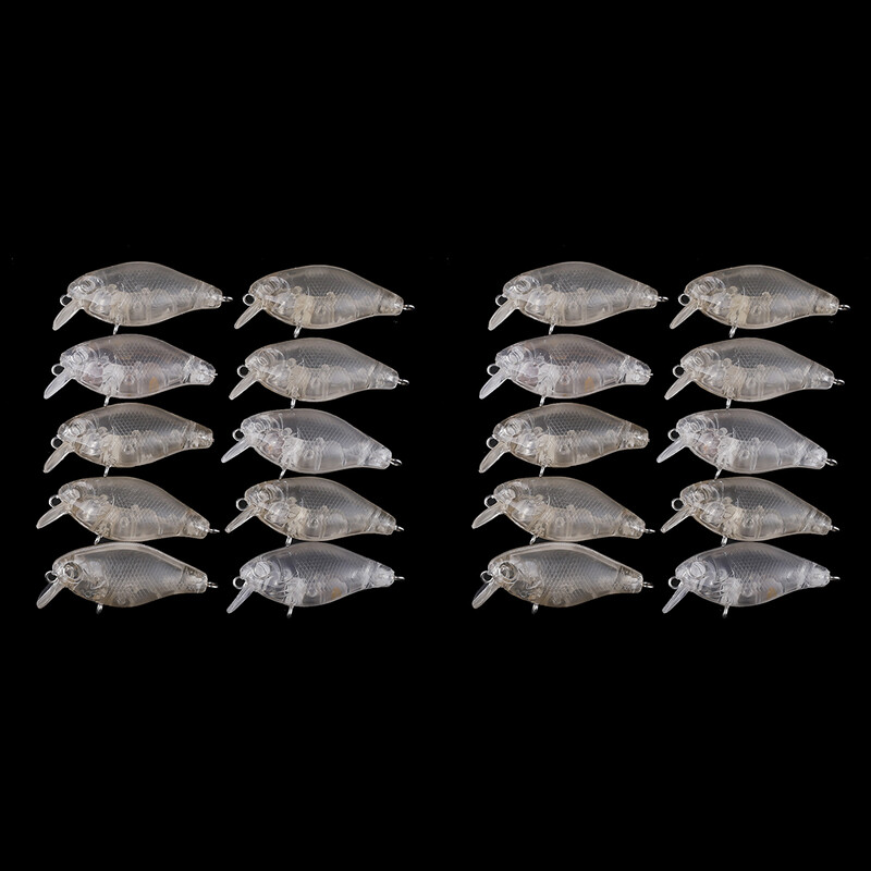 Chan'sHuang 20 KOM. Neobojane praznine Prozirni mamci 45 mm 3,4 g Plutajuće zvečke Mini Crankbait DIY ručno rađeni ribolovni mamac