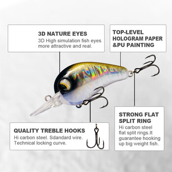 GREENSPIDER 2024 НОВО 45 mm 11 g Crankbait Wobbler Пъстърва Риболовна примамка Сладководни Minnow Crank Изкуствена твърда стръв Риболовни принадлежности