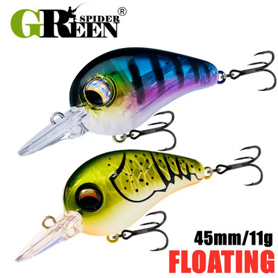 GREENSPIDER 2024 UUS 45mm 11g Crankbait Wobbler forellipüügi lant magevee Minnow Crank kunstlik kõva söödaga püügivahend